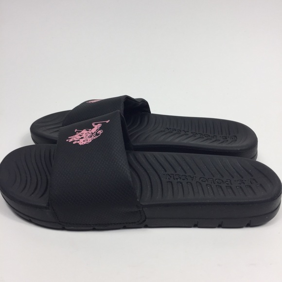 US Polo Association black & pink slides. Size 7 - Picture 5 of 8